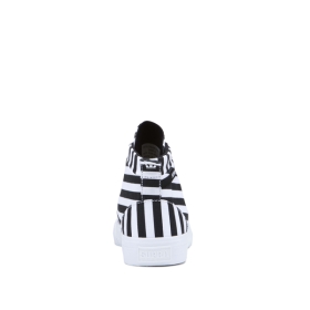 Supra Womens STACKS MID Black/White Stripe High Top Shoes | CA-20901